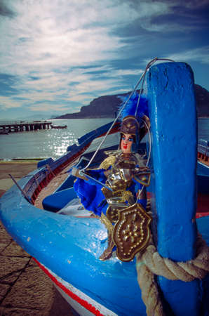 sicilian puppet on the boatの写真素材