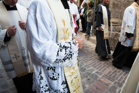 priests in a religious processionの写真素材