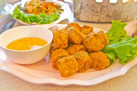 Spicy fried fish ball , Thai style foodの写真素材