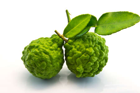 fresh two Bergamot on white background の写真素材