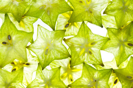 Slices of fruit star isolated on white background  Set of fresh diet  health   Healthy fruits with vitamins の写真素材