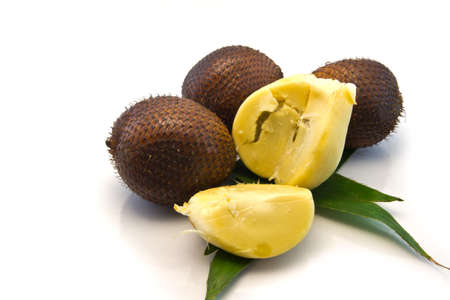peeled Zalacca fruit isolated on white background の写真素材