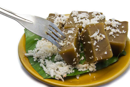 thai style dessert made from coconut and sugarの写真素材