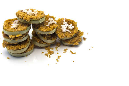 thai rice cracker made by coconut and caramel の写真素材