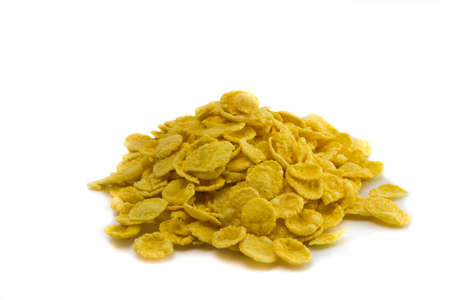 food series: tasty corn flakes on white background.の写真素材