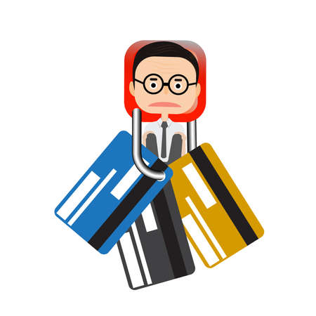 Vector - Businessman stick key lock  and credit card vectorのイラスト素材