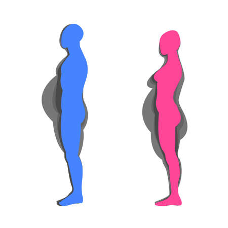 woman and man Fat and slimのイラスト素材