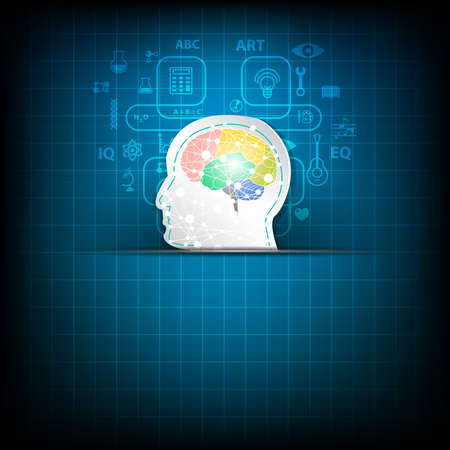 Abstract brain concept on blue background.