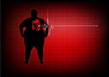 Fat people with heart disease abstract background