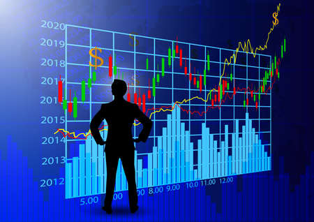 Businessman looking at the graph