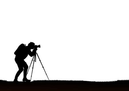 The man work with the camera on white backgroundのイラスト素材