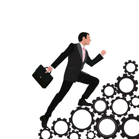 businessman on gear on white style templateのイラスト素材