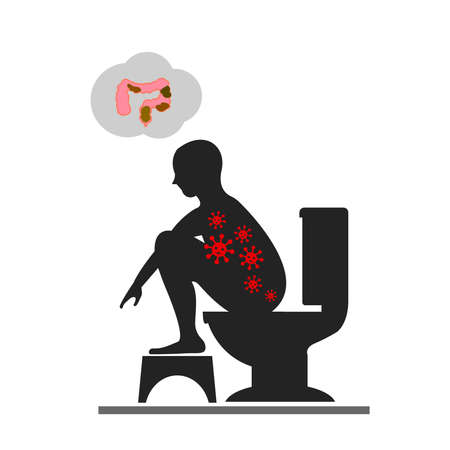 Silhouettes man sitting on a toilet concept.のイラスト素材