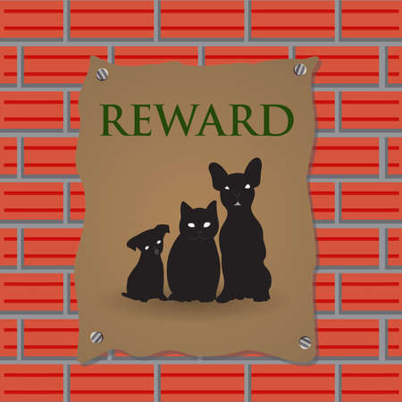 Posters  Lost Cat on wall backgroundのイラスト素材