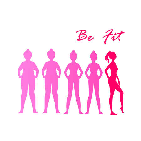 Fat and slim womanのイラスト素材