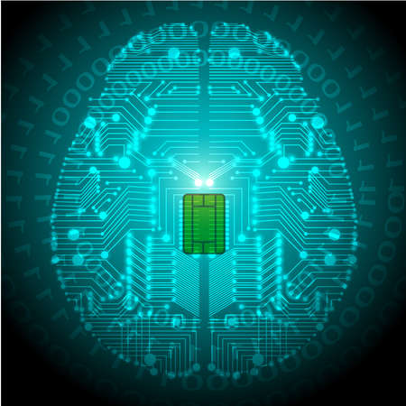 Brain with circuit board texture.vectorのイラスト素材