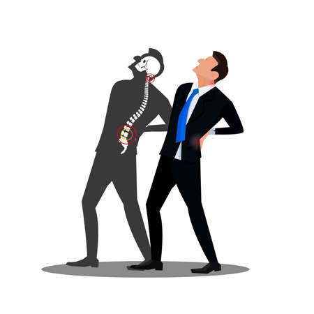 Illustration of Musculotendinous Strain Back Ache or Lumbar Pain.のイラスト素材