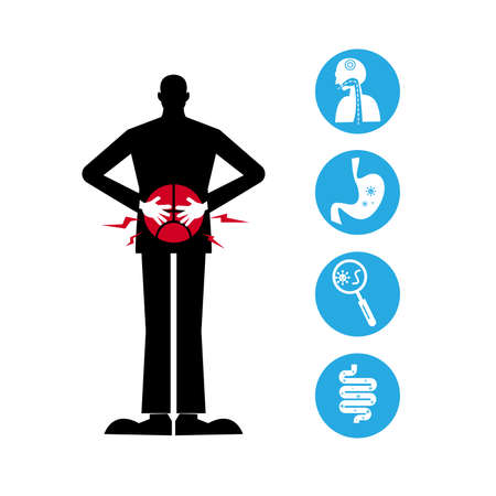 Stomach Ache With Icon Health - Illustrationのイラスト素材