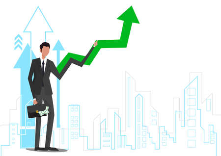 Successful businessman with city background. Illustrationのイラスト素材