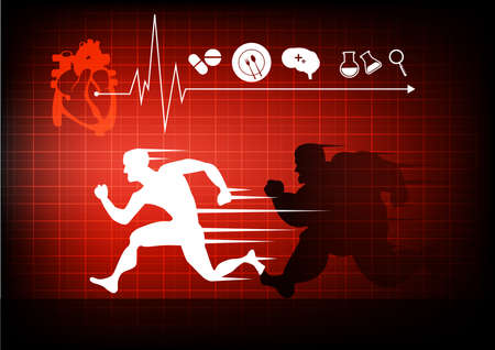 Fat man turning into Thin designed on red background graphic .のイラスト素材