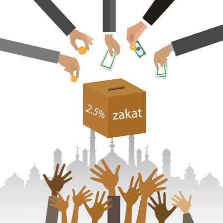 Zakat giving money to the poor islam concept religious tax - Illustrationのイラスト素材