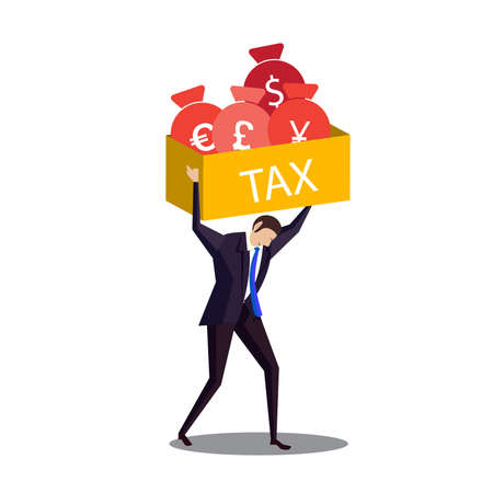 businessman lift box tax vectorのイラスト素材