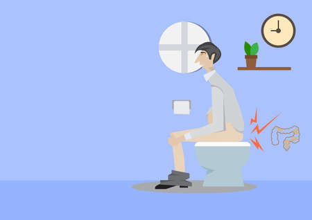 Man sitting on a toilet concept.のイラスト素材