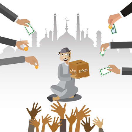 Zakat giving money to the poor islam concept religious tax - Illustrationのイラスト素材