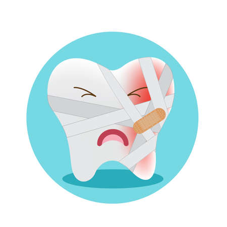 Pain tooth, toothache cartoon character, vector illustrationのイラスト素材
