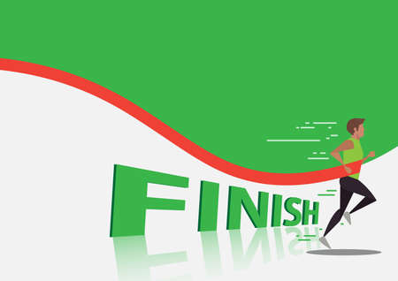 Man sprint running to win design, green backgroun.vectorのイラスト素材