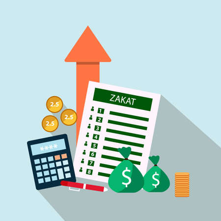 zakat concept moslem islam count counting money icons vectorのイラスト素材