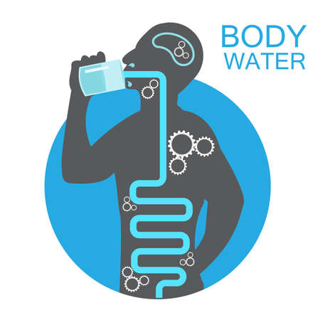 body health infographic illustration drink water icon dehydration symptomsのイラスト素材