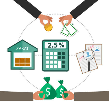 info cycle Zakat muslim with hand donation zakat concept moslem islam count counting moneyのイラスト素材