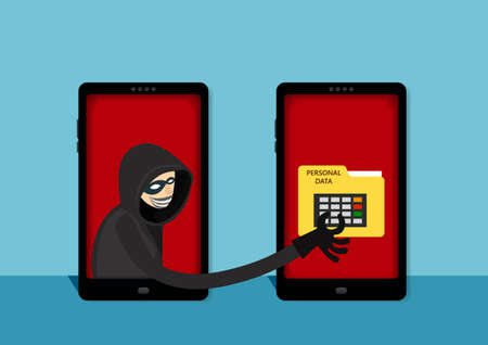 the hacker steal to personal data on smart phone illustrator.のイラスト素材
