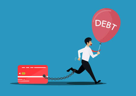Businessman breaks free from the chain to bank credit card. Vectorのイラスト素材
