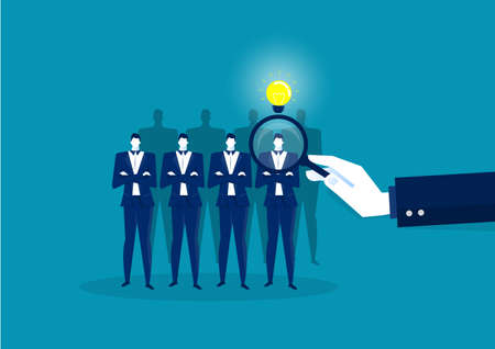 Employee Search or Human Resources. thinking idea vector illustratorのイラスト素材