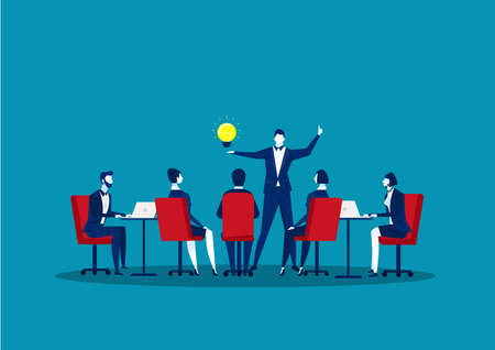 Team meeting in business concept. Group of businessmen doing discussion communication of teamwork. idea thinking Vector illustration.のイラスト素材