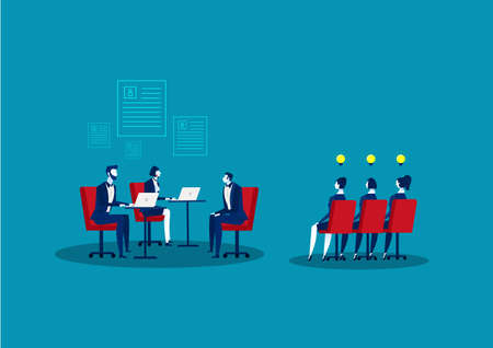 HR Agency Concept. Human Resource. Search and Selection Candidates. Job Interview and Recruiting. llustration.のイラスト素材