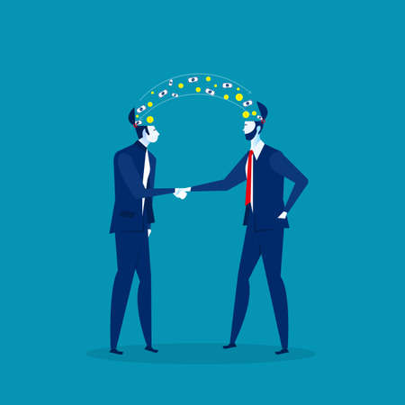 Two businessmen shaking hands with investment profit Business idea concepts. Vector Illustrationのイラスト素材