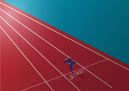 businessman running from start point on field vectorのイラスト素材