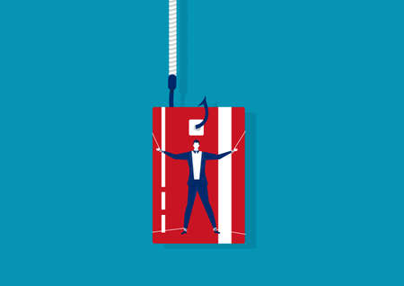 businessman trap with credit card phishing debt concept vectorのイラスト素材