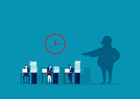 The employer shadow command employee hard work in office concept vectorのイラスト素材