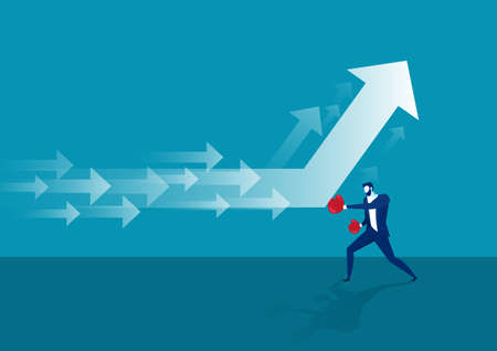 businessman hitting a decline arrow graph vectorのイラスト素材