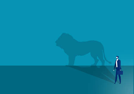 businessman with lion shadow background  leadership concept  vector.のイラスト素材