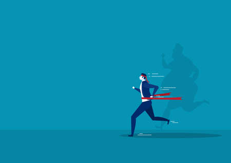 businessman man exercise into silhouette fat for health on blue background graphicのイラスト素材