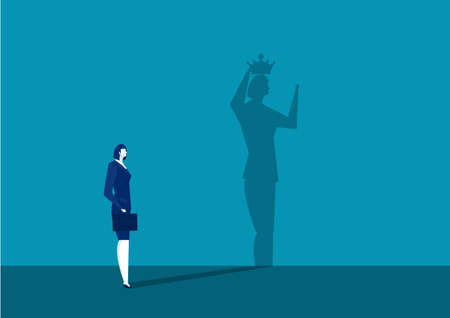 Businesswoman with  get crown shadow. leadership, power, feminism and emancipation.vectorのイラスト素材