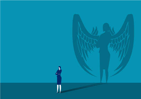 businesswoman shadow of wing with the body of a womanのイラスト素材