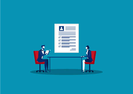 Woman on a job interview, candidate for a job. Recruitment manager.のイラスト素材
