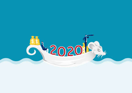 Chinese new year 2020 year of the rat boat business for visine to success concept.のイラスト素材
