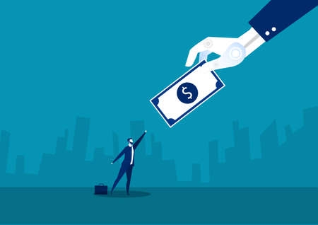  Businessman running for dollar employee concept vectorのイラスト素材